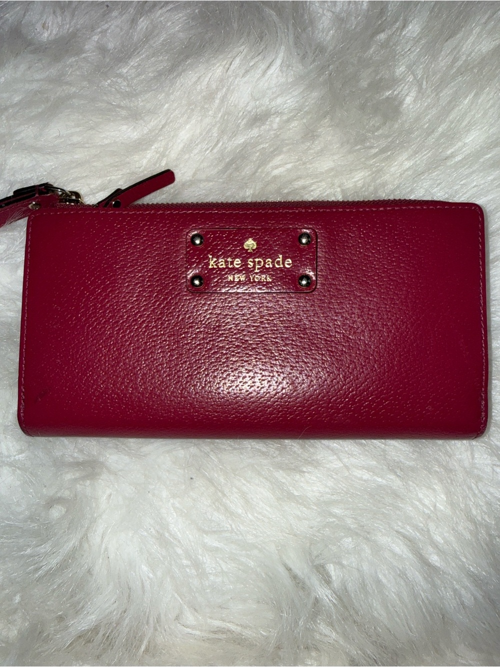 kate spade burgundy leather wristlet wallet - Picture 2 of 8